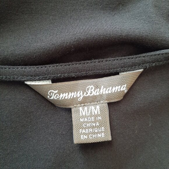 TOMMY BAHAMA Faux Wrap Short Sleeve Soft & Stretchy Dress Black Sz M - Picture 11 of 13